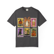 Load image into Gallery viewer, Halloween-Themed Unisex Garment-Dyed T-shirt, Spooky Fun Tee, Ghost, Pumpkin, Cat, Fall Apparel, Trick or Treat Shirt
