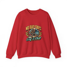 Load image into Gallery viewer, Cozy Surf Themed Crewneck Sweatshirt - No Bad Days, Unisex Sweater, Beach Vibes, Casual Wear, Gift for Surfers, Chill Season
