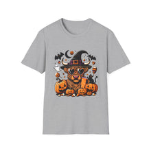 Load image into Gallery viewer, Halloween Witch Dog Unisex Softstyle T-Shirt, Cute Pet Tee, Halloween Costume, Fall Fashion, Spooky Season Top, Gift for Pet Lovers
