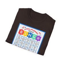 Load image into Gallery viewer, Autism Awareness Bingo T-Shirt, Unisex Softstyle Tee for Fundraising Events, Family Gatherings, Awareness Month, Gift for Supporters
