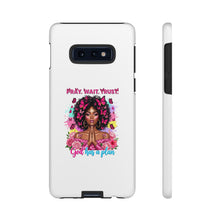 Load image into Gallery viewer, Inspirational Phone Case, Pray Wait Trust God Has a Plan, Spiritual Gift, Motivational Decor, Faith-Based Accessory
