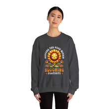 Load image into Gallery viewer, Blooming Sunflower Sweatshirt, Positive Vibes Crewneck, Gift for Garden Lovers, Cozy Spring Apparel, Unisex Flower Design
