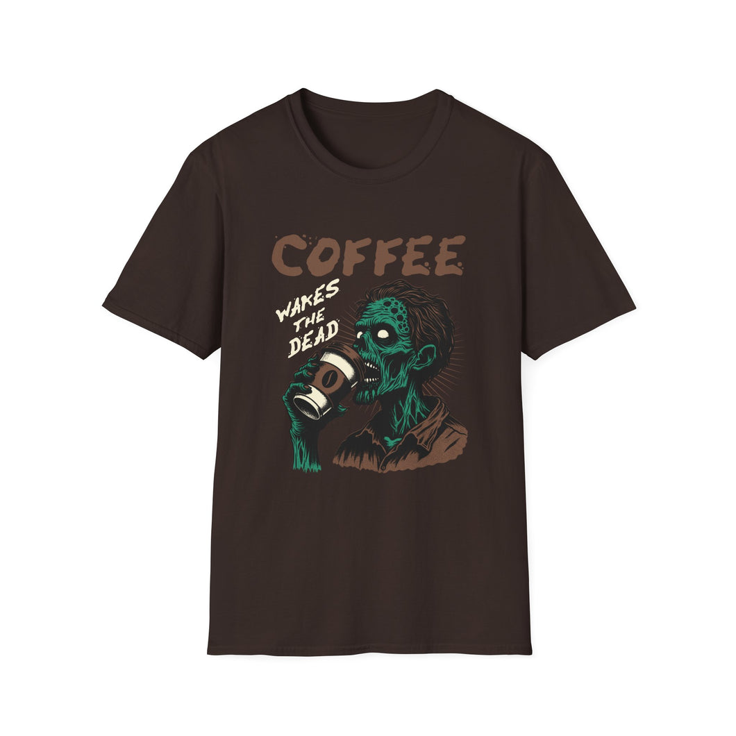 Zombie Coffee Lover T-Shirt | Unisex Casual Tee for Coffee Lovers | Halloween, Gift, Daily Wear, Softstyle  Tee