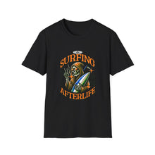 Load image into Gallery viewer, Surfing Afterlife T-Shirt, Unisex Graphic Tee, Beachwear, Gift for Surfers, Casual Summer Style, Unique Statement Shirt

