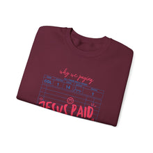 Load image into Gallery viewer, Faith-Inspired Crewneck Sweatshirt, Cozy Church Wear, Christian Apparel, Gift for Believers, Jesus Paid It All
