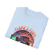 Load image into Gallery viewer, Unisex Flame's Fury Burnout King T-Shirt, Graphic Tee for Car Lovers, Great Gift for Birthdays &amp; Gatherings, Perfect for Auto Shows, [...]
