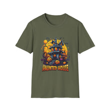 Load image into Gallery viewer, Funny Halloween T-Shirts, Haunted House Unisex Softstyle Tee - Spooky Costume Apparel, Scary Ghost Graphic Shirt, Trick or Treat Clothes,
