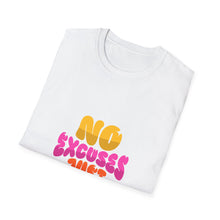 Load image into Gallery viewer, Motivational Unisex Softstyle T-Shirt - "No Excuses Just Results", Gym Shirt, Fitness Apparel, Casual Wear, Gift for Athletes
