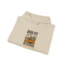 Load image into Gallery viewer, Cozy Reading Sweatshirt, Perfect for Book Lovers, Great Gift for Readers, Library Style Hooded Sweatshirt, Dead Set on Reading [...]

