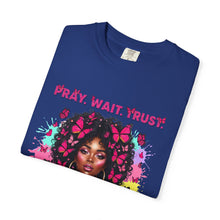Load image into Gallery viewer, Pray Wait Trust T-Shirt, Inspirational Tee, Faith Shirt, Unique Gift, Spiritual Apparel, God Has a Plan Top
