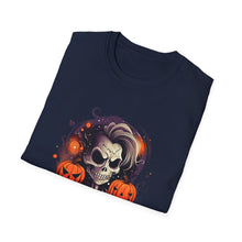 Load image into Gallery viewer, Halloween Rebel Skull Tee, Unisex T-Shirt, Softstyle Graphic Shirt, Halloween Costume, Fall Apparel, Gift for Him/Her
