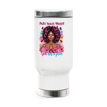 Load image into Gallery viewer, Inspirational Travel Mug, Pray Wait Trust, God Has a Plan, Motivational Coffee Cup, Gifts for Women, Faith-based Mug
