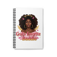 Load image into Gallery viewer, God's Favorite Baddie Spiral Notebook - Inspirational Journal, Gift for Her, Affirmation Notebook, Cute Stationery, Angelic Design
