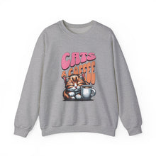 Load image into Gallery viewer, Cozy Cats &amp; Coffee Sweatshirt - Perfect Gift for Cat Lovers, Weekend Lounging, Birthday, or Coffee Time
