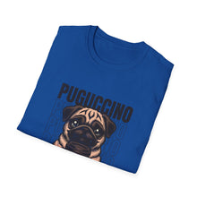 Load image into Gallery viewer, Pug Coffee Lover T-Shirt, Cute Pet Tee, Gifts for Dog Lovers, Unisex Casual Wear, Pugcino Graphic Tee, Pet Parent Apparel
