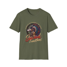 Load image into Gallery viewer, Sacred Adventures Unisex Softstyle T-Shirt, Boho Graphic Tee, Nature Lover Gift, Festival Wear, Tribal Art Shirt, Summer Style
