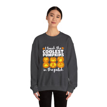 Load image into Gallery viewer, Halloween Pumpkin Crewneck Sweatshirt, Unisex Fall Apparel, Cozy Sweatshirt, Halloween Gift, Pumpkin Design, Casual Wear, Autumn Fashion
