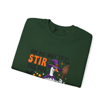 Load image into Gallery viewer, Halloween Unisex Sweatshirt - "On My Way to Stir the Pot" Funny Graphic Top, Cozy Fall Apparel, Gift for Witch Lovers, Halloween [...]
