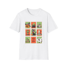 Load image into Gallery viewer, Halloween Themed T-Shirt, Unisex Softstyle Tee for Fall, Trick or Treat Shirt, Spooky Casual Wear, Halloween Party Apparel
