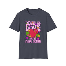 Load image into Gallery viewer, Pride Month T-Shirt, Love Is Love Graphic Tee, Unisex LGBTQ+ Apparel, Softstyle Pride Shirt, Inclusive Fashion, Celebratory Gift
