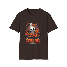 Load image into Gallery viewer, Seasonal Skull Graphic Unisex T-Shirt, Halloween Shirt, Edgy Apparel, Gift for Him/Her, Casual Wear, Trendy Tee
