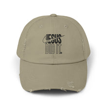 Load image into Gallery viewer, Unisex Distressed Cap - Jesus Did It Hat, Casual Fashion, Faith-Based Gift, Religious Accessory, Everyday Wear
