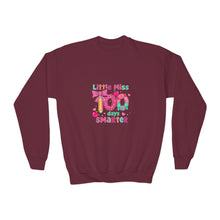 Load image into Gallery viewer, Kids Crewneck Sweatshirt - Little Miss Smarty Design, Perfect Gift for Students, Birthday, Back to School, Cute &amp; Cozy
