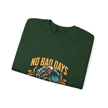 Load image into Gallery viewer, Cozy Surf Themed Crewneck Sweatshirt - No Bad Days, Unisex Sweater, Beach Vibes, Casual Wear, Gift for Surfers, Chill Season
