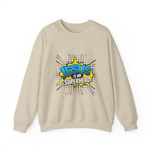 Load image into Gallery viewer, Jesus is My Superhero Sweatshirt, Unisex Crewneck, Religious Gift, Faith-Based Apparel, Inspirational Clothing, Christian Fashion
