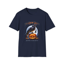 Load image into Gallery viewer, Halloween Crow Night Unisex T-Shirt, Spooky Graphic Tee, Gift for Halloween Lovers, Fall Fashion, Mens Womens Shirt
