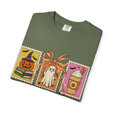 Load image into Gallery viewer, Halloween-Themed Unisex Garment-Dyed T-shirt, Spooky Fun Tee, Ghost, Pumpkin, Cat, Fall Apparel, Trick or Treat Shirt
