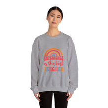 Load image into Gallery viewer, Experience is the Best Teacher Crewneck Sweatshirt, Teacher Gift, Cozy Layer, Inspirational Clothing, Educational Apparel
