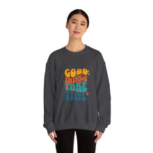 Load image into Gallery viewer, Good Vibes Sweatshirt, Cozy Crewneck with Positive Message, Perfect Gift for Friends, Casual Wear, Autumn Fashion, Unisex Clothing
