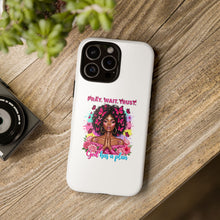 Load image into Gallery viewer, Inspirational Phone Case, Pray Wait Trust God Has a Plan, Spiritual Gift, Motivational Decor, Faith-Based Accessory
