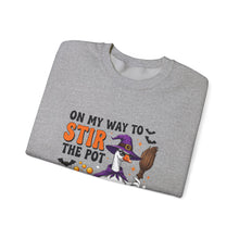 Load image into Gallery viewer, Halloween Unisex Sweatshirt - "On My Way to Stir the Pot" Funny Graphic Top, Cozy Fall Apparel, Gift for Witch Lovers, Halloween [...]
