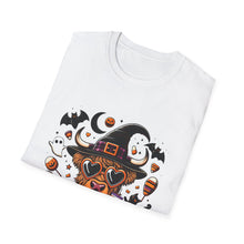 Load image into Gallery viewer, Halloween Witch Dog Unisex Softstyle T-Shirt, Cute Pet Tee, Halloween Costume, Fall Fashion, Spooky Season Top, Gift for Pet Lovers
