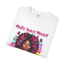 Load image into Gallery viewer, Pray Wait Trust T-Shirt, Inspirational Tee, Faith Shirt, Unique Gift, Spiritual Apparel, God Has a Plan Top
