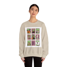 Load image into Gallery viewer, Halloween Themed Unisex Crewneck Sweatshirt, Cozy Fall Layering, Spooky Season Apparel, Pumpkin, Ghost, Witch Design
