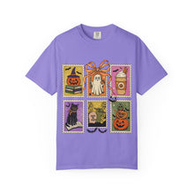 Load image into Gallery viewer, Halloween-Themed Unisex Garment-Dyed T-shirt, Spooky Fun Tee, Ghost, Pumpkin, Cat, Fall Apparel, Trick or Treat Shirt

