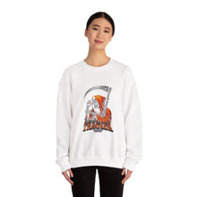 Load image into Gallery viewer, Grim Reaper Graphic Sweatshirt, Unisex Heavy Blend Crewneck, Cozy Apparel for Halloween, Gift for Ghost Lovers, Casual Wear
