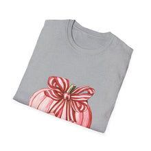 Load image into Gallery viewer, Cute Pumpkin Bow Unisex T-Shirt, Fall Fashion Tee, Halloween Gift, Thanksgiving Apparel, Cozy Autumn Vibes
