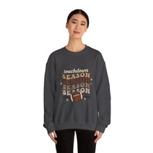 Load image into Gallery viewer, Touchdown Season Sweatshirt - Cozy Gift for Football Fans, Autumn Apparel, Game Day Wear, Unisex Crewneck

