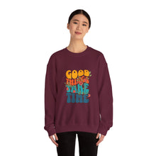 Load image into Gallery viewer, Good Vibes Sweatshirt, Cozy Crewneck with Positive Message, Perfect Gift for Friends, Casual Wear, Autumn Fashion, Unisex Clothing
