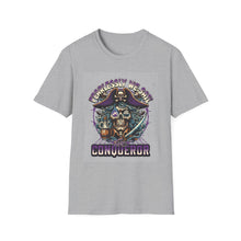 Load image into Gallery viewer, Pirate Conqueror T-Shirt | Unisex Softstyle Tee | Skull &amp; Crossbones Design | Perfect for Halloween, Pirate Parties, Casual Wear, Gift Ideas
