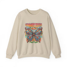 Load image into Gallery viewer, Groovy Butterfly Sweatshirt | Unisex Heavy Blend Crewneck, Retro Fashion, Gift for Nature Lovers, Cozy Layer, Spring Style
