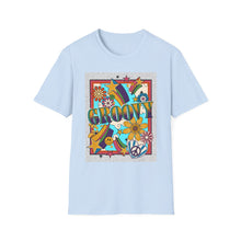 Load image into Gallery viewer, Groovy Unisex Softstyle T-Shirt, Retro Graphic Tee, Peace Sign Shirt, Flower Power Top, Vintage Style Apparel, Bohemian Summer Tee
