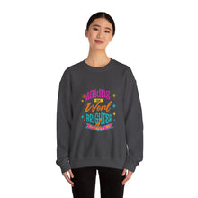 Load image into Gallery viewer, Brightening the World Crewneck Sweatshirt, Cozy Unisex Pullover, Perfect Gift for Friends, Inspirational Apparel for Every Occasion, [...]
