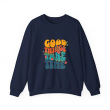Load image into Gallery viewer, Good Vibes Sweatshirt, Cozy Crewneck with Positive Message, Perfect Gift for Friends, Casual Wear, Autumn Fashion, Unisex Clothing
