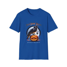 Load image into Gallery viewer, Halloween Crow Night Unisex T-Shirt, Spooky Graphic Tee, Gift for Halloween Lovers, Fall Fashion, Mens Womens Shirt
