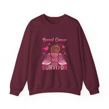 Load image into Gallery viewer, Breast Cancer Survivor Sweatshirt, Cozy Pullover for Awareness, Gifts for Survivors, Supportive Cancer Message, Comfortable Crewneck

